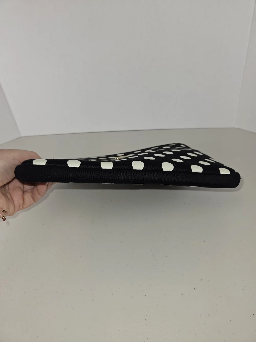 kate spade Black and White Polka Dot Ipad Mini Sleeve with Gold Spade Logo